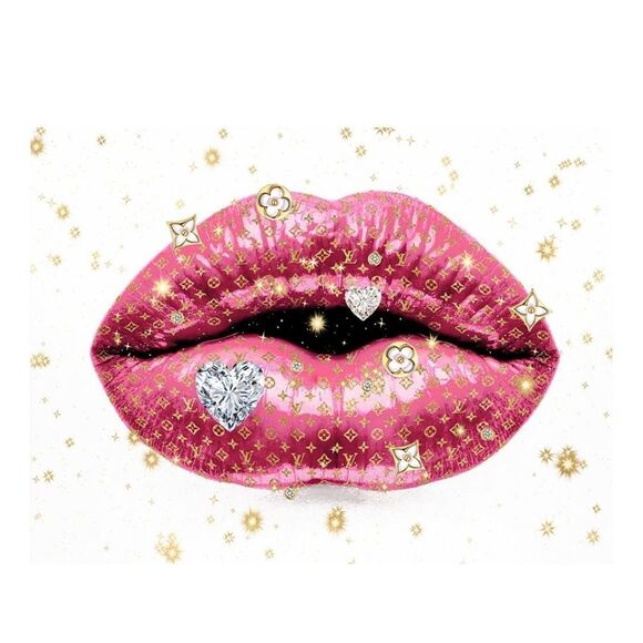 Madeline Blake Luxury Lips Wood Framed Canvas Wall Decor - Picture 2 of 7